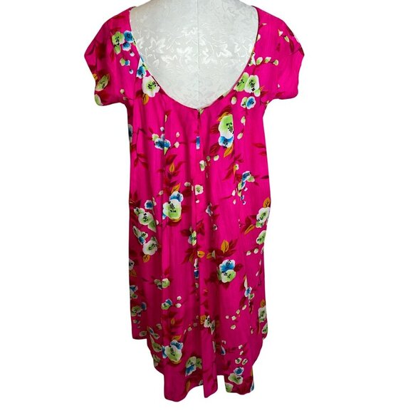 Vintage Womens Dress Size Large Pink Floral A Line Pleated Casual USA - Picture 3 of 7